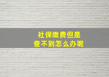 社保缴费但是查不到怎么办呢