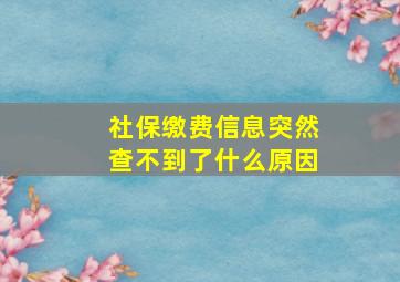 社保缴费信息突然查不到了什么原因