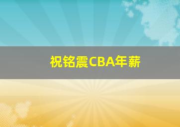 祝铭震CBA年薪