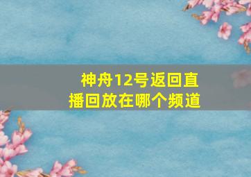 神舟12号返回直播回放在哪个频道