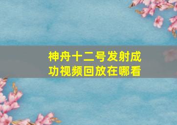 神舟十二号发射成功视频回放在哪看