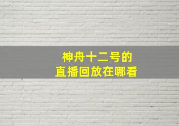 神舟十二号的直播回放在哪看