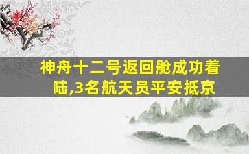 神舟十二号返回舱成功着陆,3名航天员平安抵京