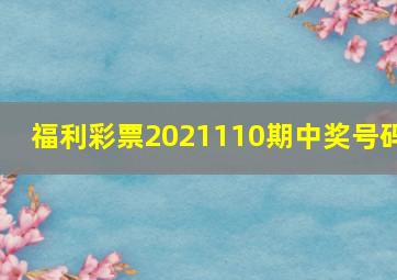 福利彩票2021110期中奖号码