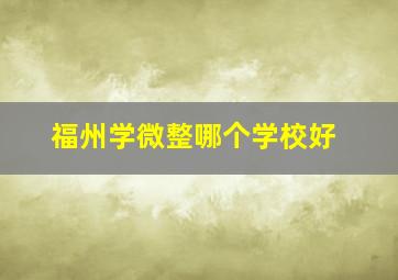 福州学微整哪个学校好