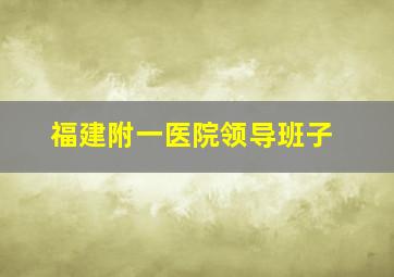 福建附一医院领导班子