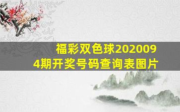 福彩双色球2020094期开奖号码查询表图片