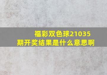 福彩双色球21035期开奖结果是什么意思啊