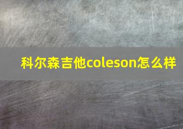 科尔森吉他coleson怎么样