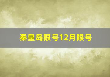 秦皇岛限号12月限号