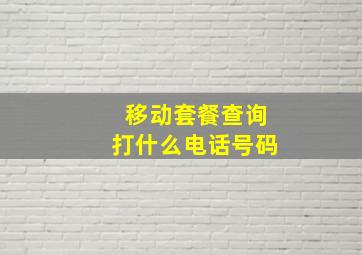 移动套餐查询打什么电话号码