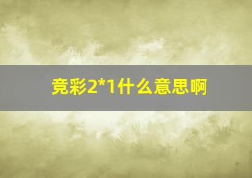 竞彩2*1什么意思啊