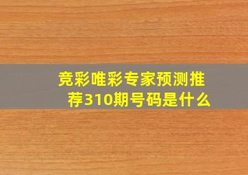 竞彩唯彩专家预测推荐310期号码是什么