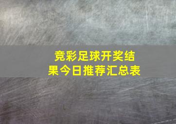 竞彩足球开奖结果今日推荐汇总表