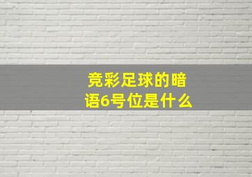 竞彩足球的暗语6号位是什么