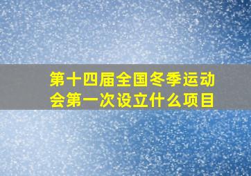 第十四届全国冬季运动会第一次设立什么项目