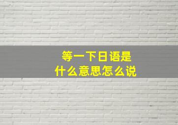 等一下日语是什么意思怎么说