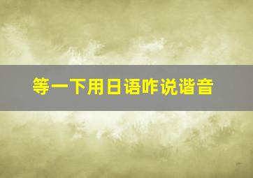 等一下用日语咋说谐音