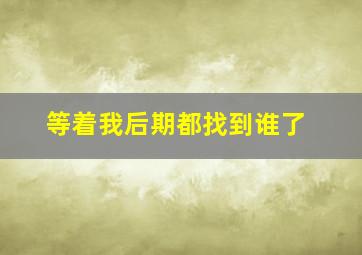 等着我后期都找到谁了