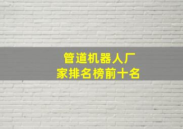 管道机器人厂家排名榜前十名