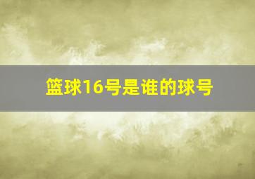 篮球16号是谁的球号