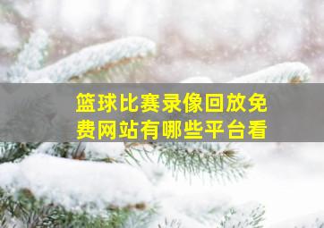 篮球比赛录像回放免费网站有哪些平台看