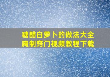 糖醋白萝卜的做法大全腌制窍门视频教程下载