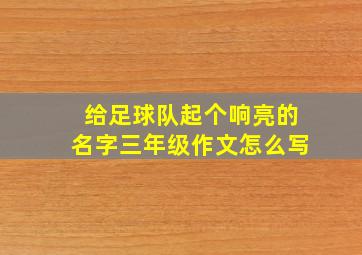 给足球队起个响亮的名字三年级作文怎么写