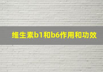 维生素b1和b6作用和功效