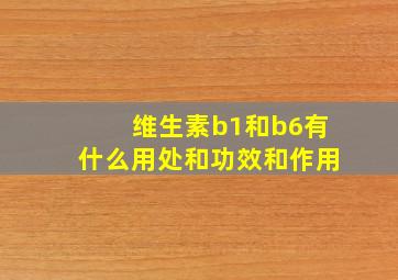 维生素b1和b6有什么用处和功效和作用