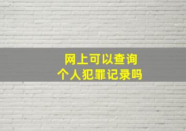 网上可以查询个人犯罪记录吗