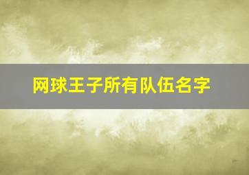 网球王子所有队伍名字