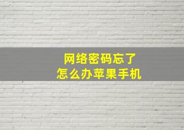 网络密码忘了怎么办苹果手机