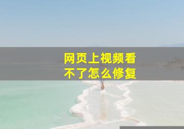 网页上视频看不了怎么修复