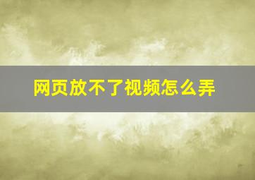 网页放不了视频怎么弄