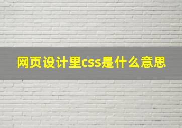 网页设计里css是什么意思