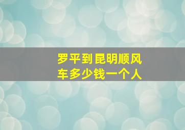 罗平到昆明顺风车多少钱一个人