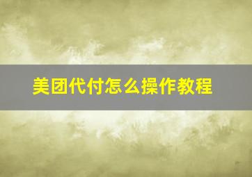 美团代付怎么操作教程