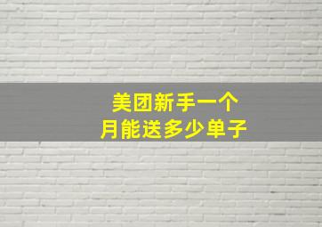 美团新手一个月能送多少单子