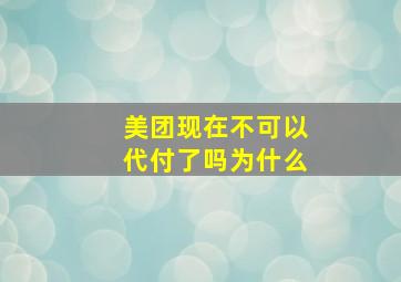 美团现在不可以代付了吗为什么