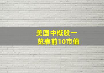 美国中概股一览表前10市值