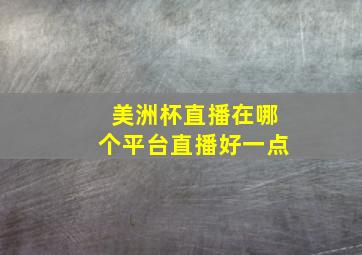 美洲杯直播在哪个平台直播好一点