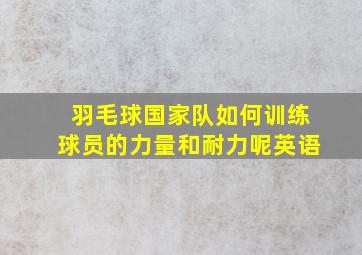 羽毛球国家队如何训练球员的力量和耐力呢英语