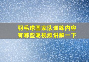 羽毛球国家队训练内容有哪些呢视频讲解一下