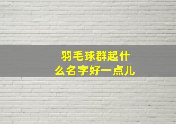 羽毛球群起什么名字好一点儿