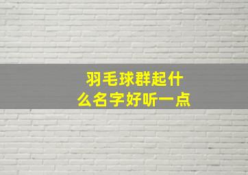 羽毛球群起什么名字好听一点