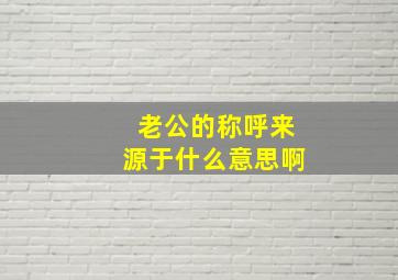 老公的称呼来源于什么意思啊