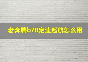 老奔腾b70定速巡航怎么用