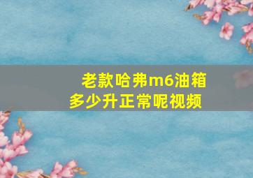 老款哈弗m6油箱多少升正常呢视频