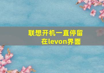 联想开机一直停留在levon界面